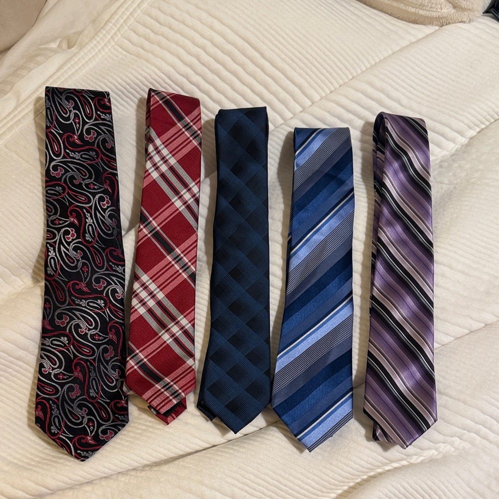 Elegant Men's Tie Set - Black, Red, Blue, Purple